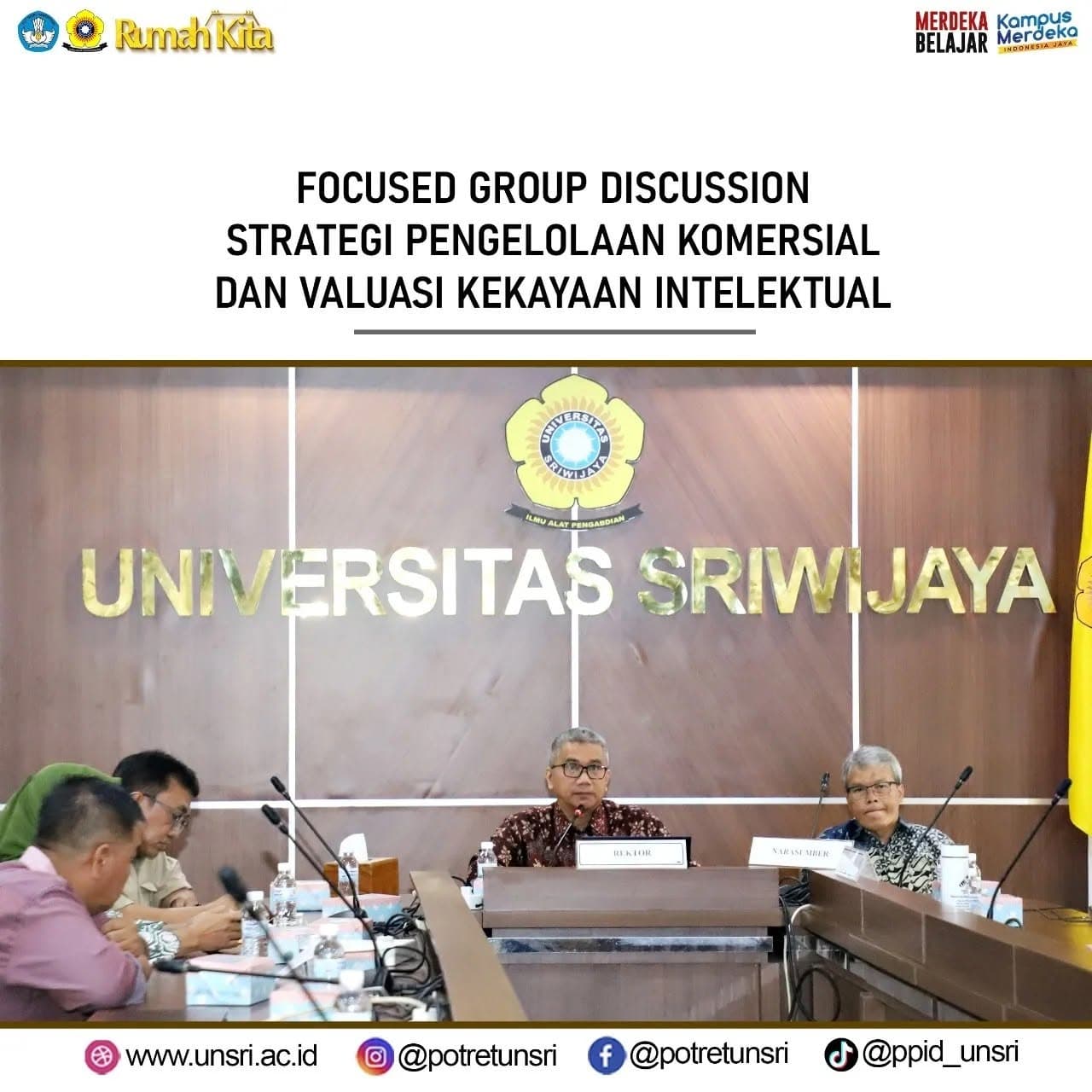 LPPM Unsri gelar FGD “Strategi Pengelolaan Komersial dan Valuasi Kekayaan Intelektual”